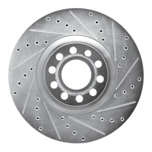 Audi S6 Brake Rotor (1) - Front Right - R1 Concepts - Drilled & Slotted - Silver - `99-`04